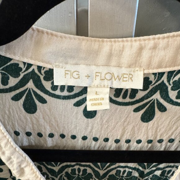 Fig and Flower Cream and Green Floral Midi Dress Size L - Picture 3 of 6